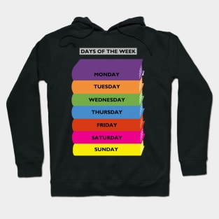 Bright colour Days of the week. Eductional books Hoodie